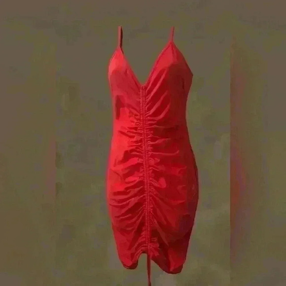 Dresses & Skirts - Red Ruched, Women's Spaghetti Strap  Mini sz S